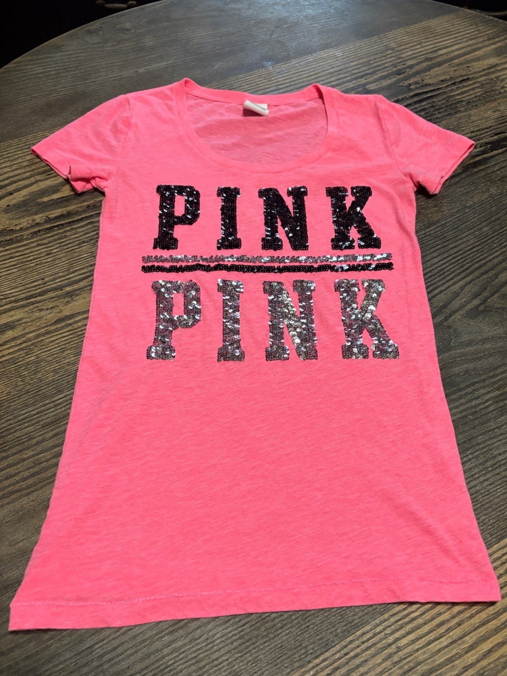 Bright Pink Sequin PINK Graphic Tee